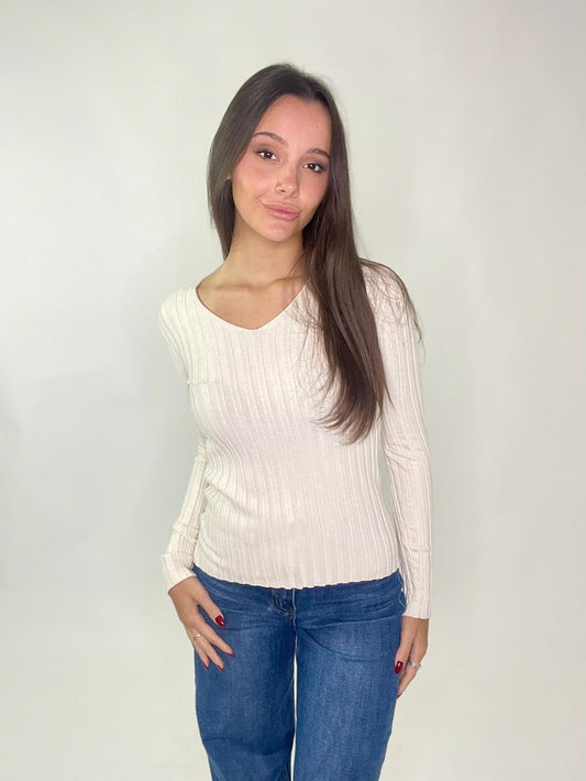 Maglia V a costine