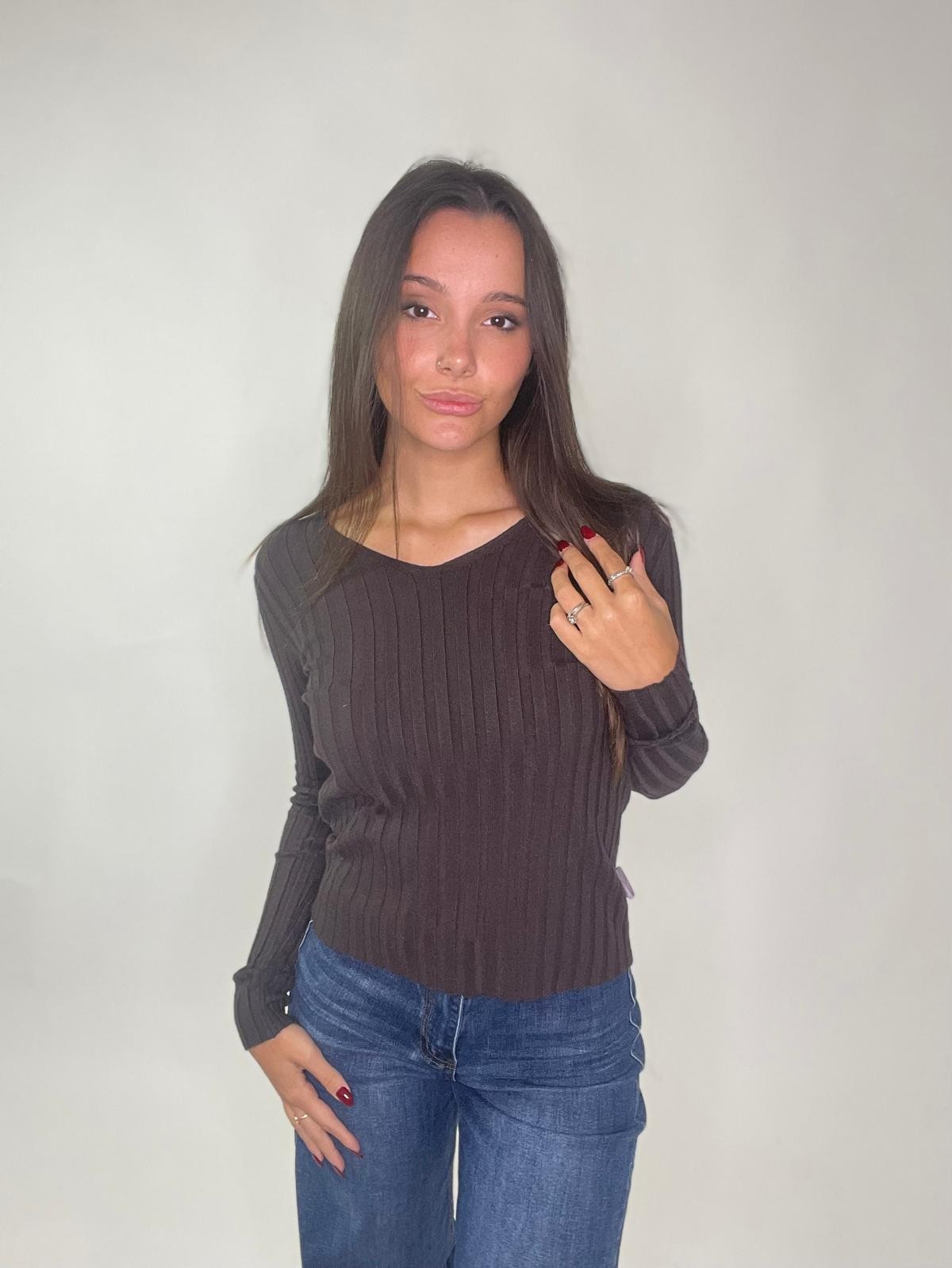 Maglia V a costine