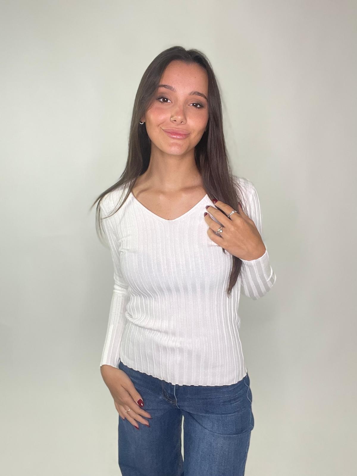 Maglia V a costine