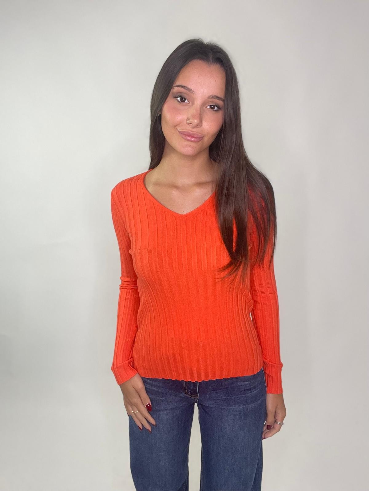Maglia V a costine