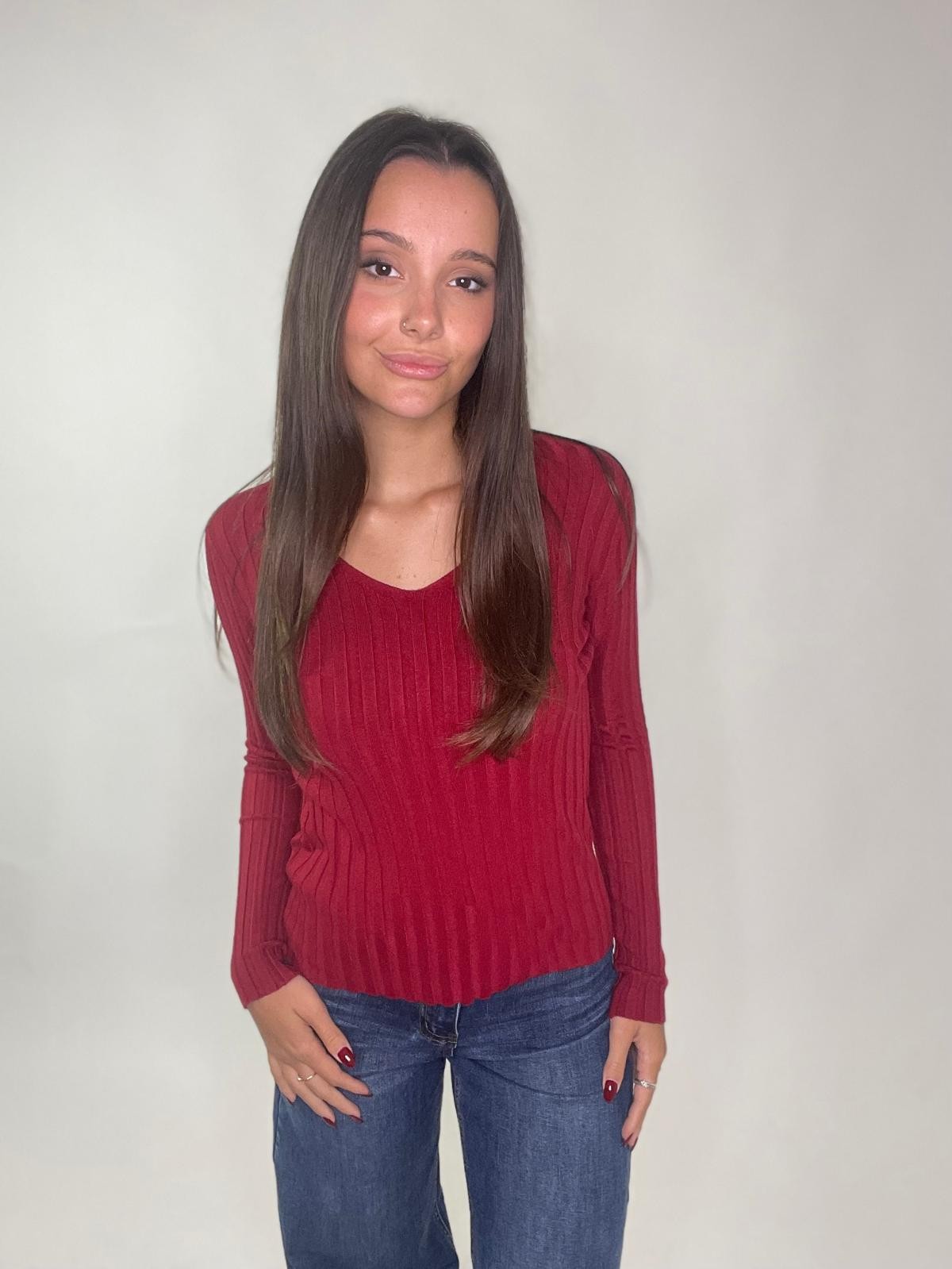 Maglia V a costine