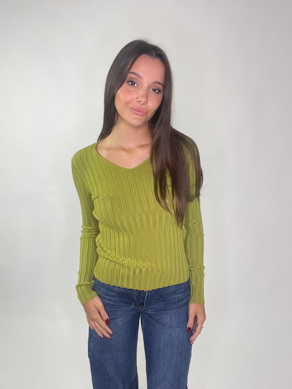 Maglia V a costine