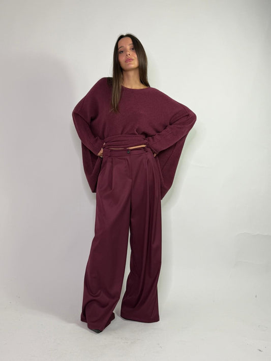 Pantalone palazzo bordeaux