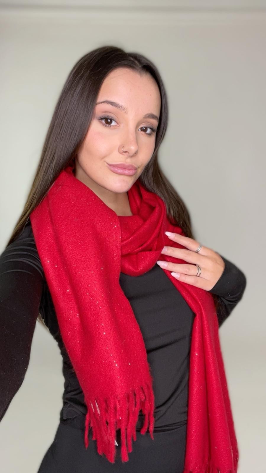 Sciarpa lurex con frange
