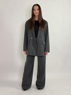 Pantalone a palazzo a righe gessato