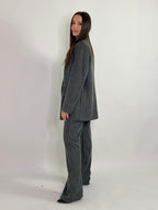 Pantalone a palazzo a righe gessato