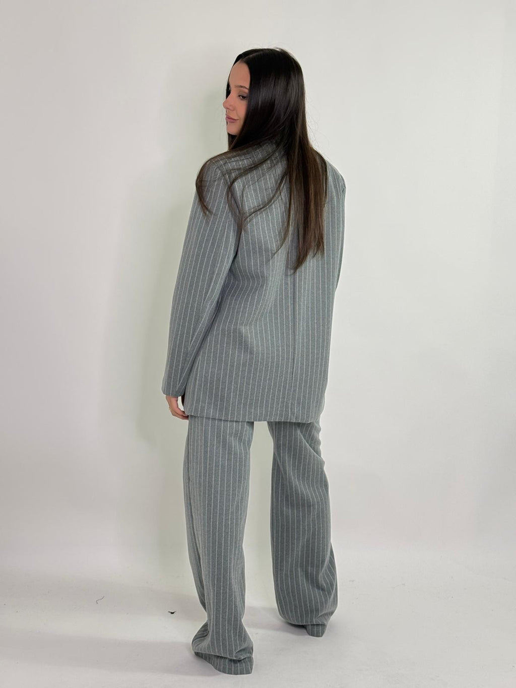 Pantalone a palazzo a righe gessato