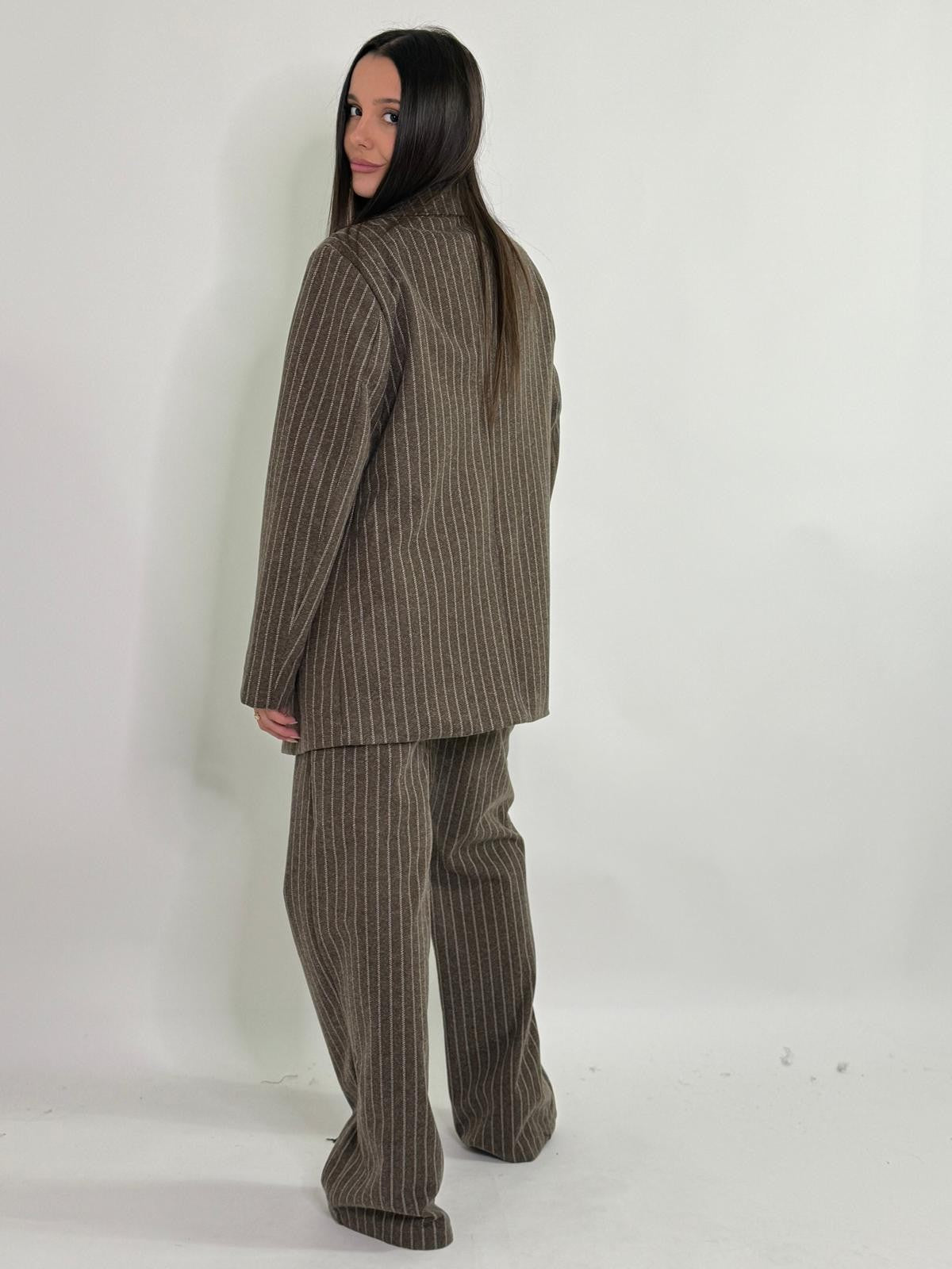 Pantalone a palazzo a righe gessato