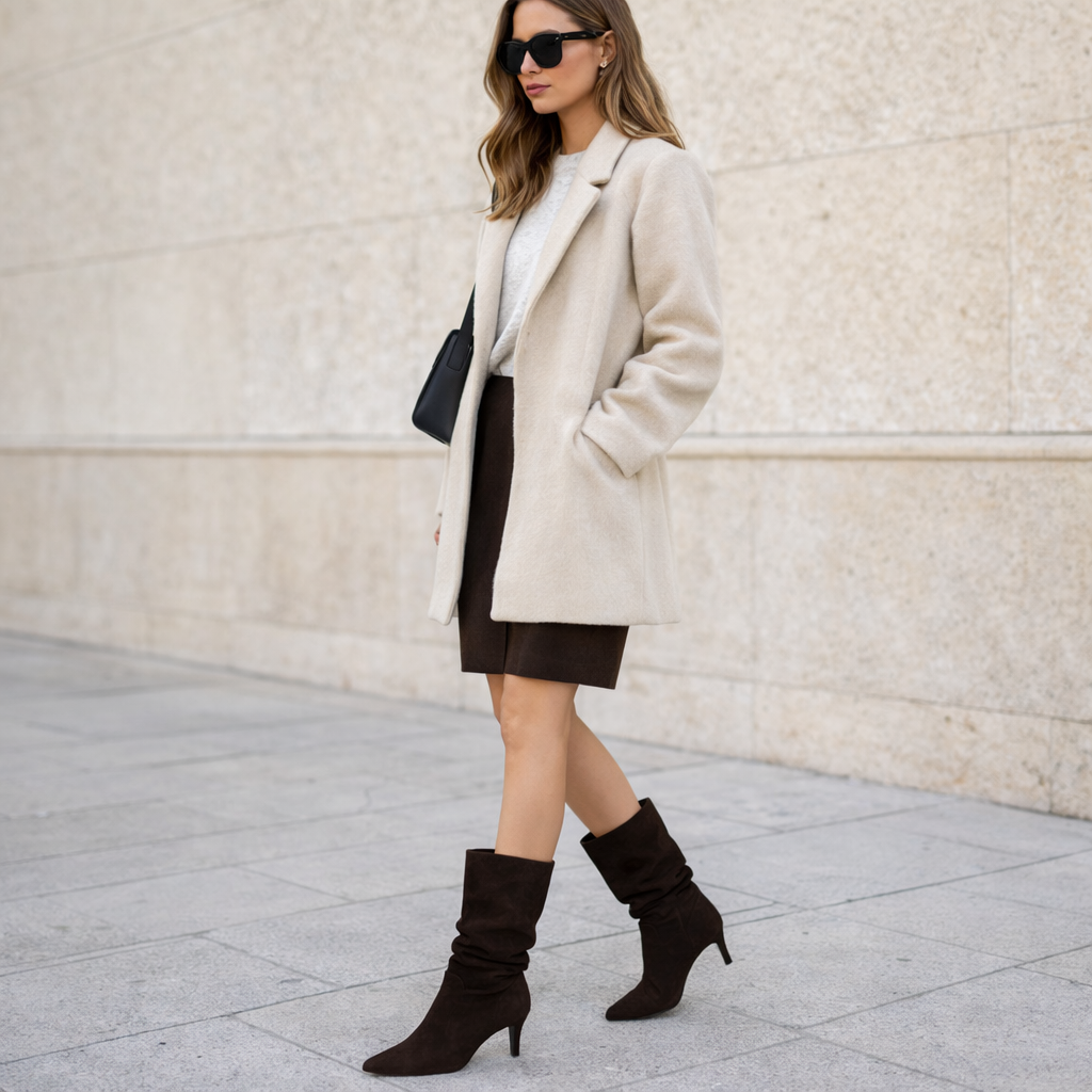 Stivali in Camoscio con Le Pieghe