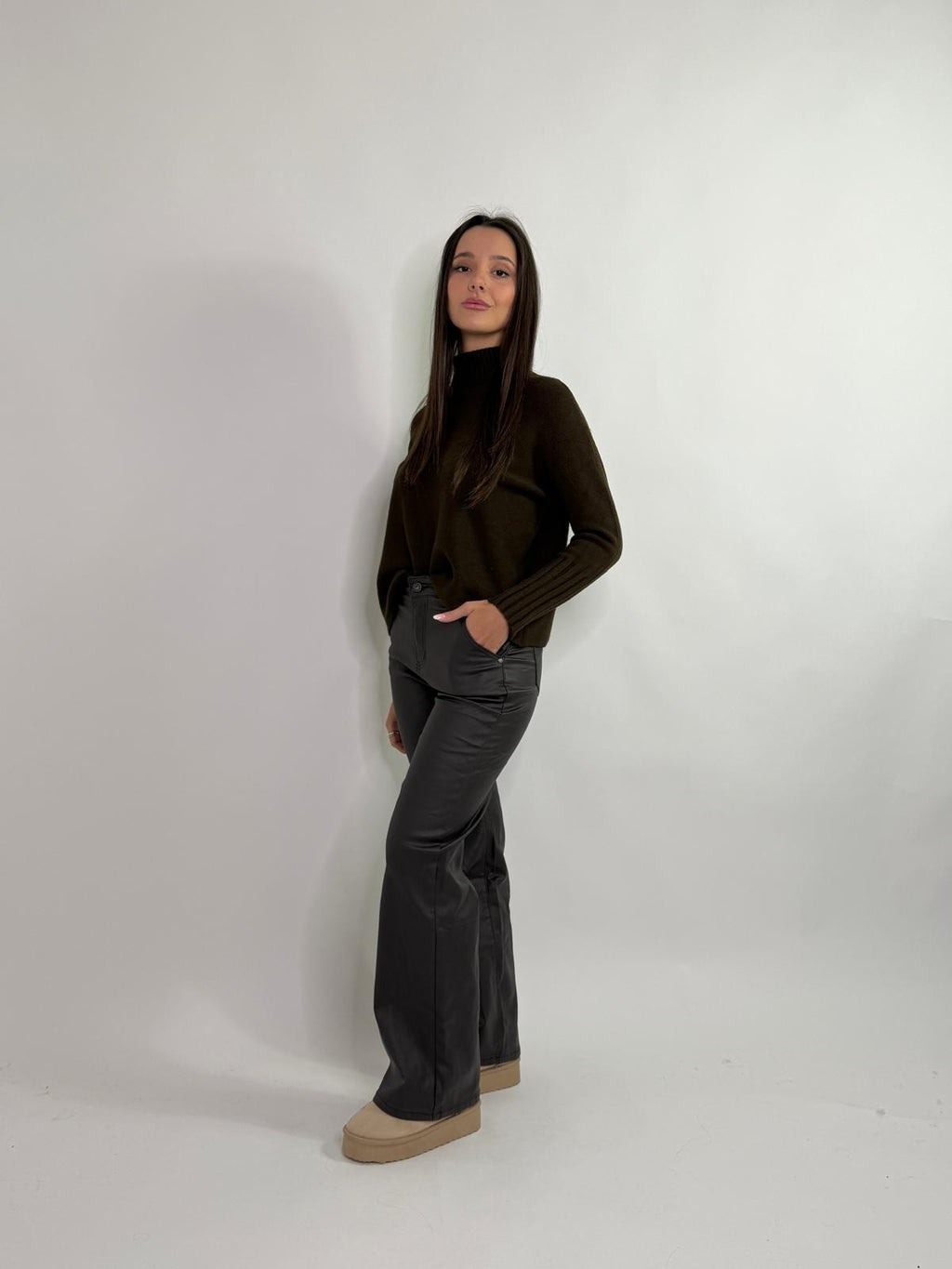 Pantalone palazzo ecopelle
