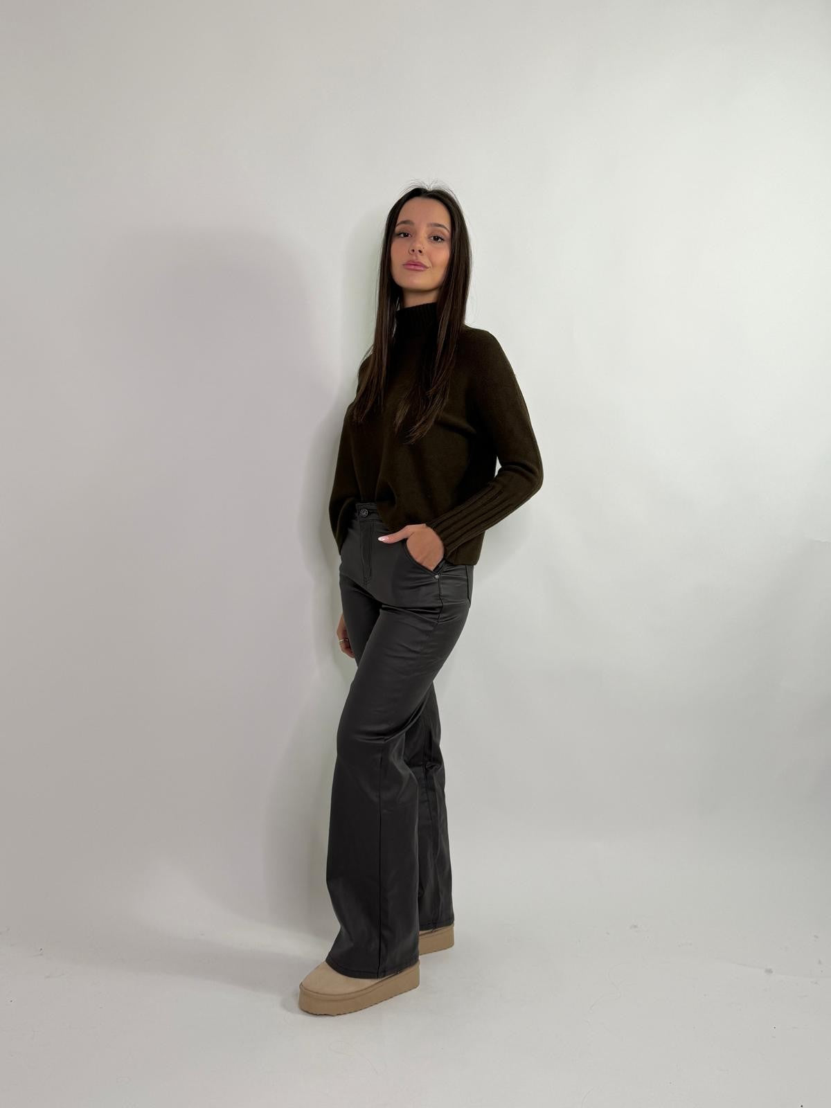 Pantalone palazzo ecopelle