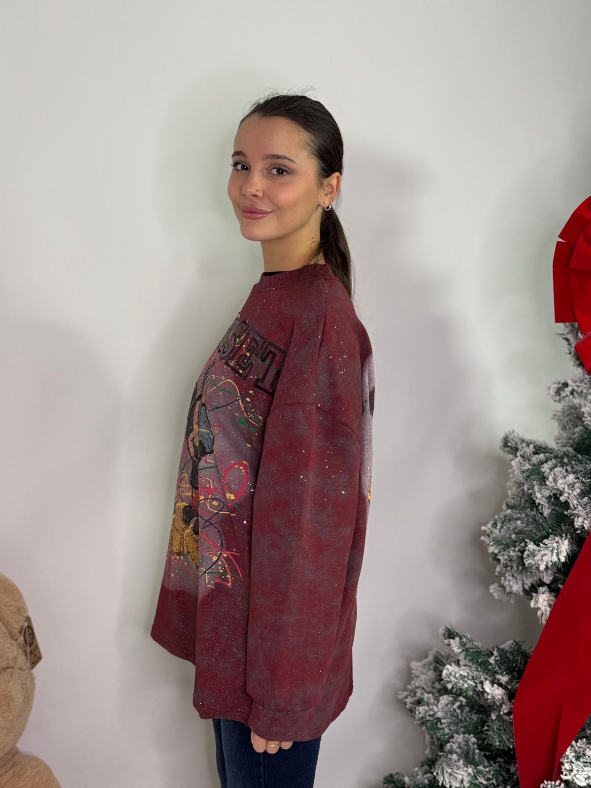 Felpa mouse bordeaux