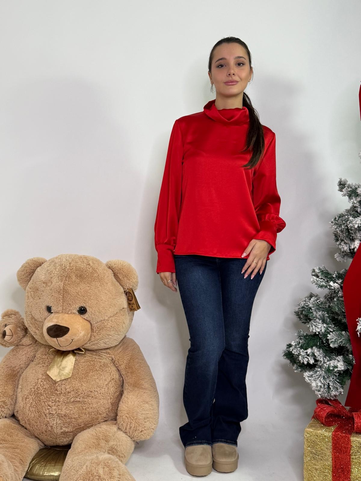 Camicia in raso scollo ad anello