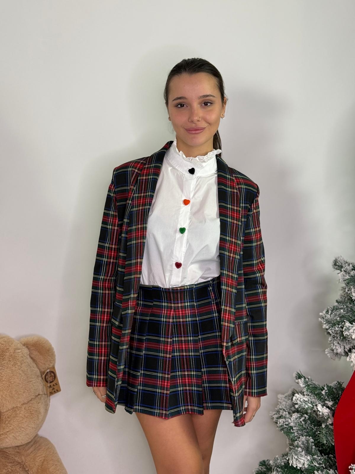 Gonna pantaloncino scozzese plissetato