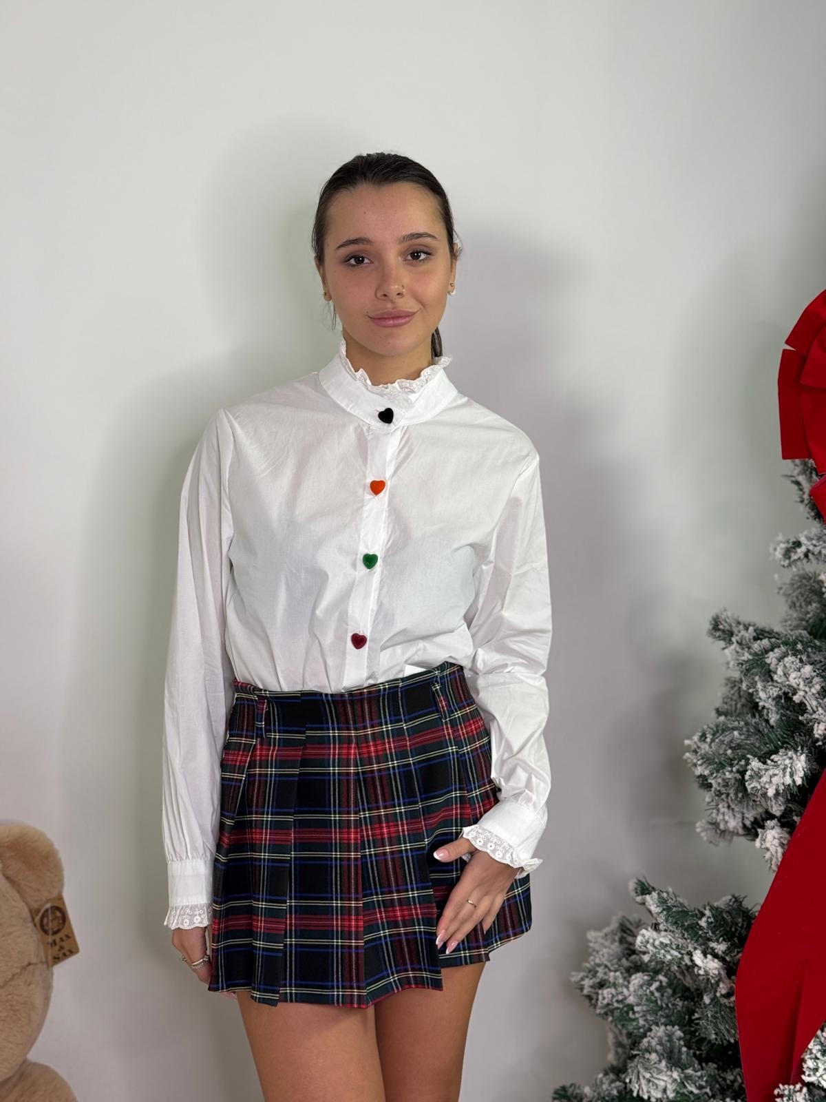 Gonna pantaloncino scozzese plissetato