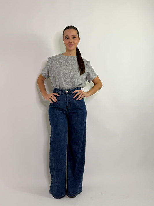 Jeans vita alta a palazzo