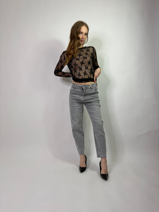 Jeans boyfriend grigio