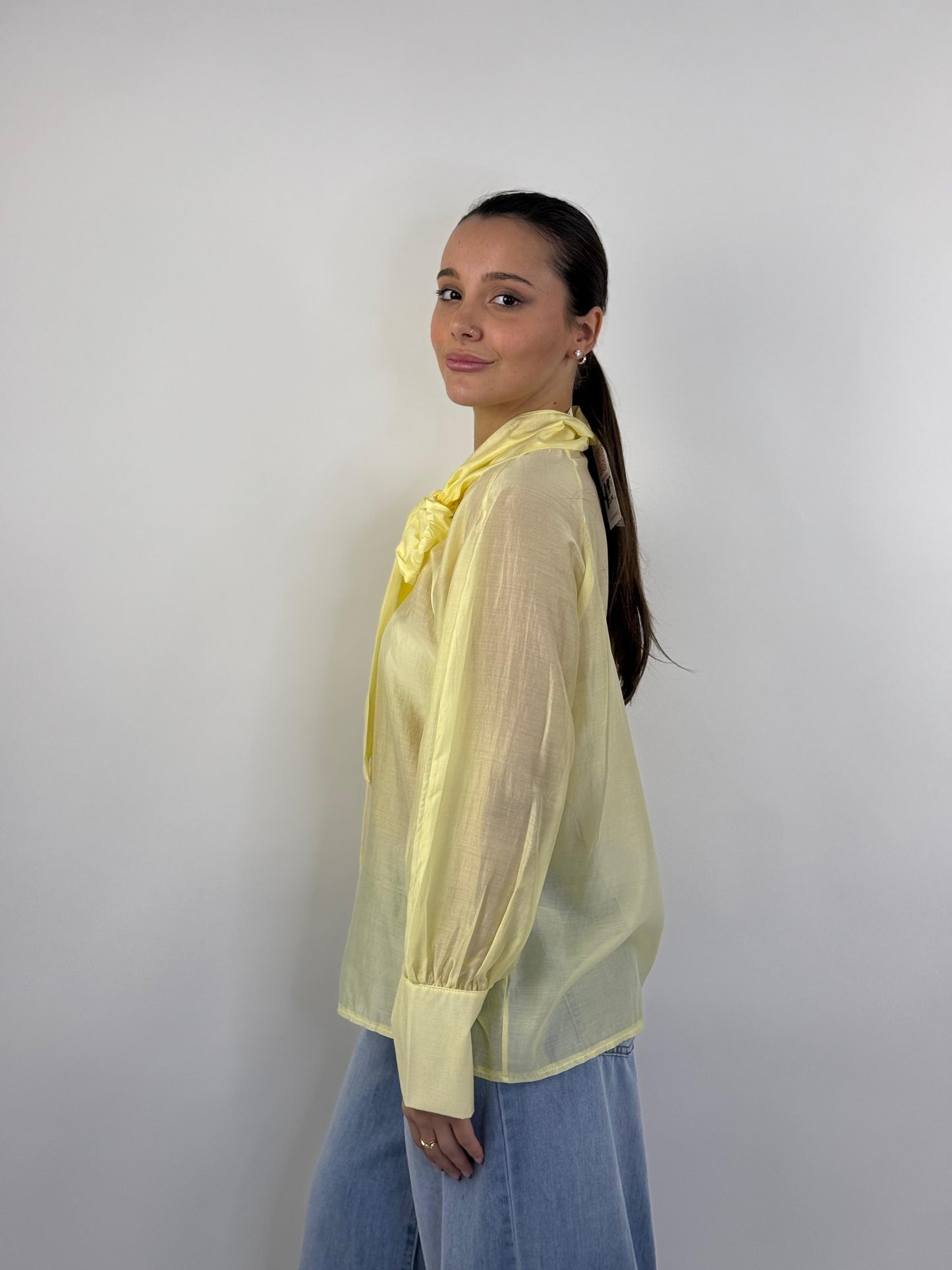 Camicia trasparente con fiocco