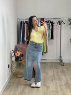 Gonna denim con strass