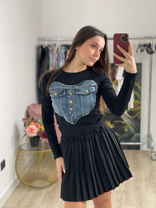 T-shirt con heart di jeans