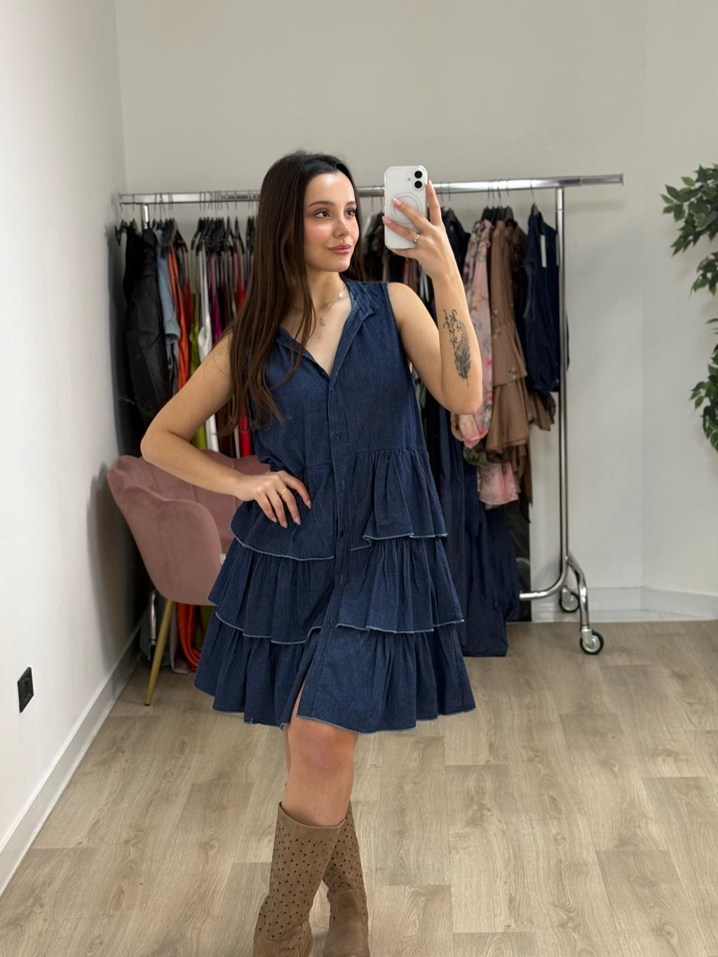 Abito balze denim