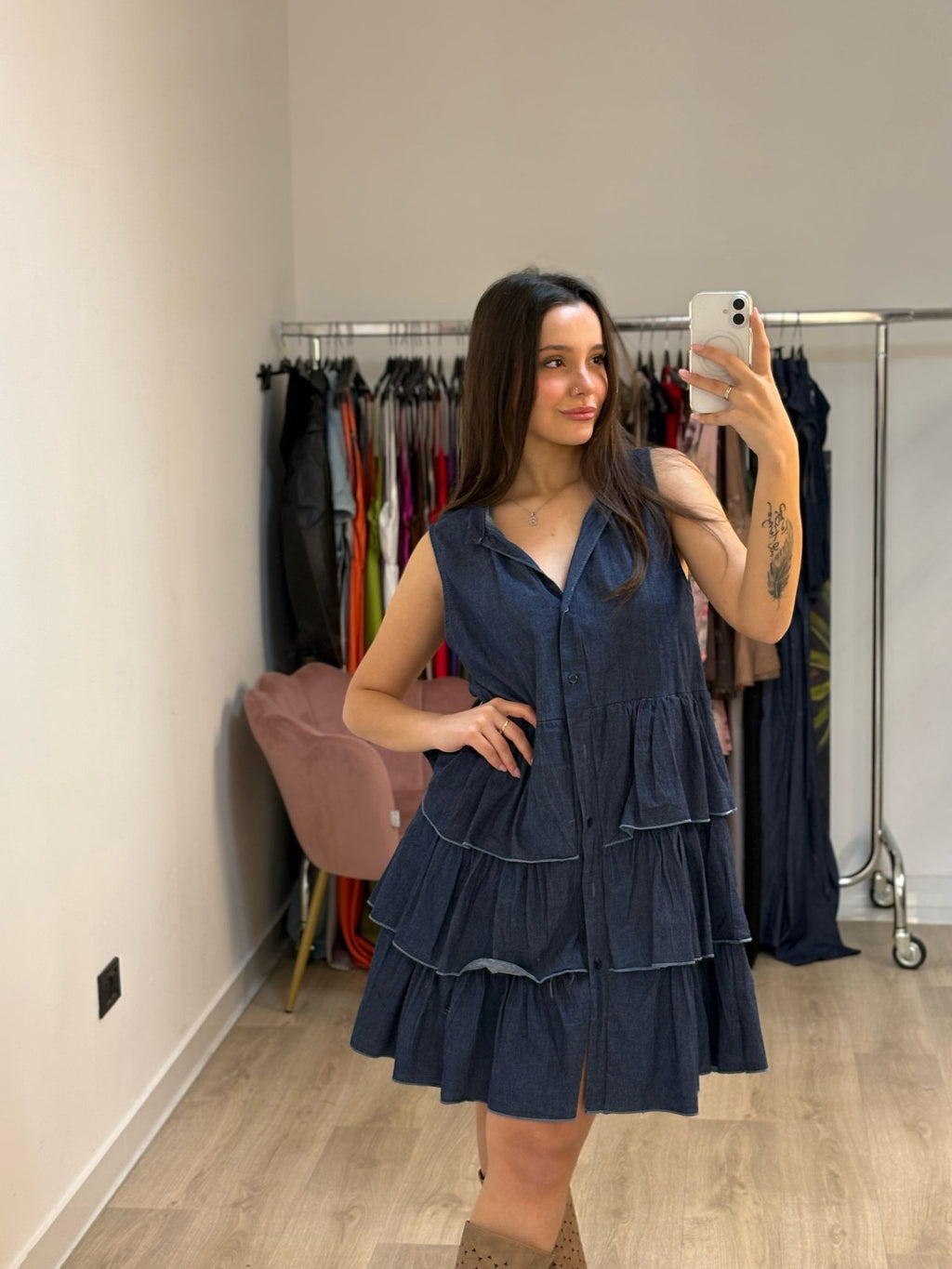 Abito balze denim