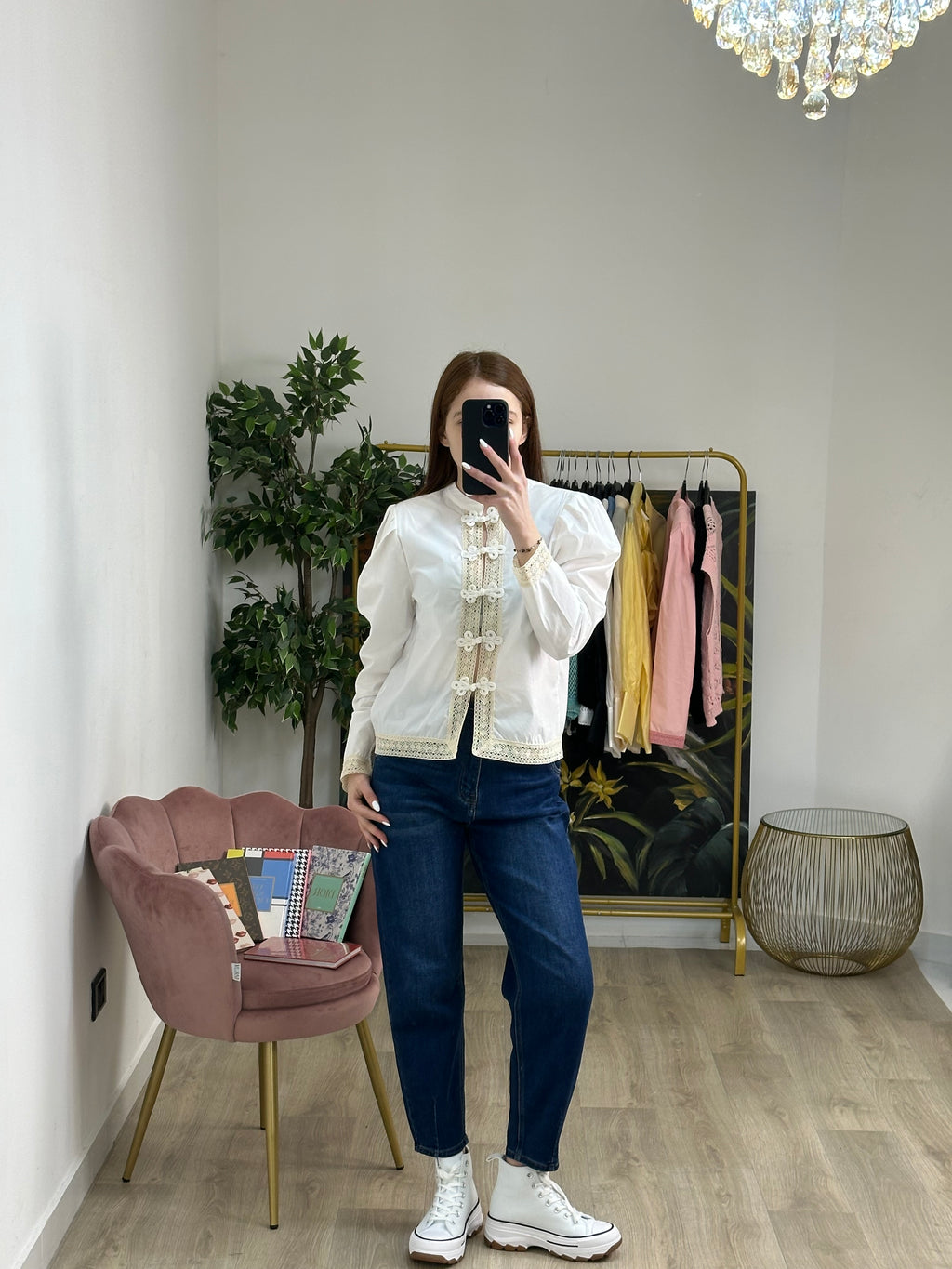 Jeans mom fit a vita alta