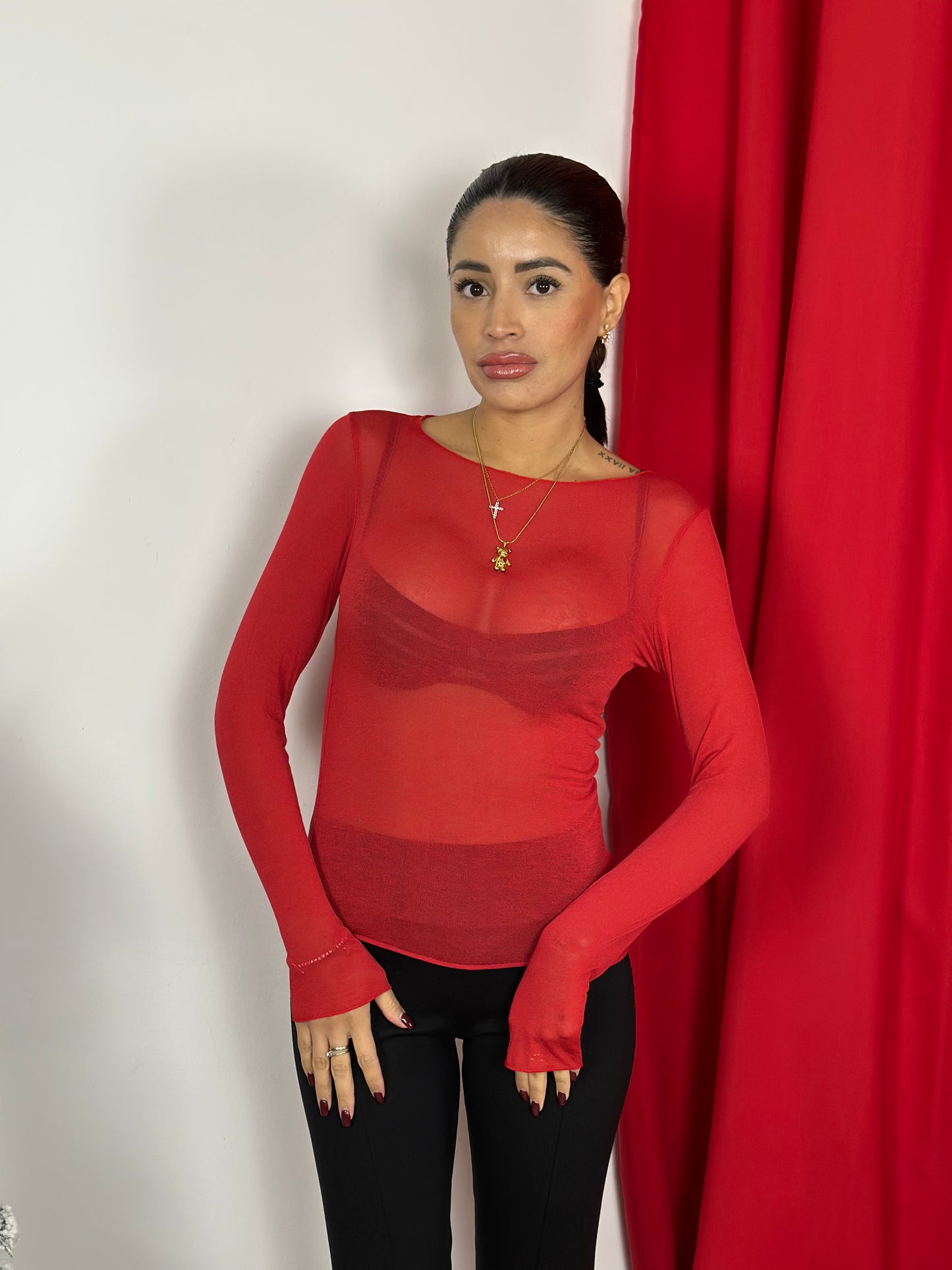 Maglietta girocollo con misto cashmere