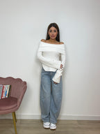 Maglia Off-Shoulder con Spacco Laterale