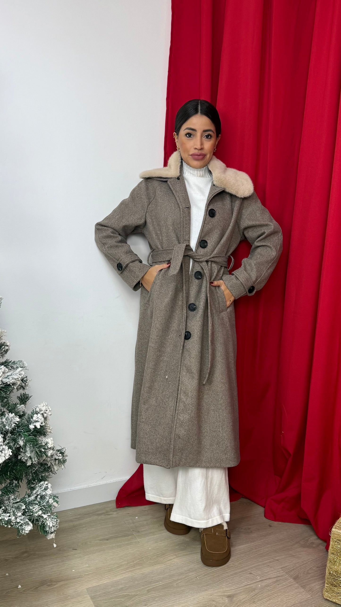 cappotto con pelo removibile