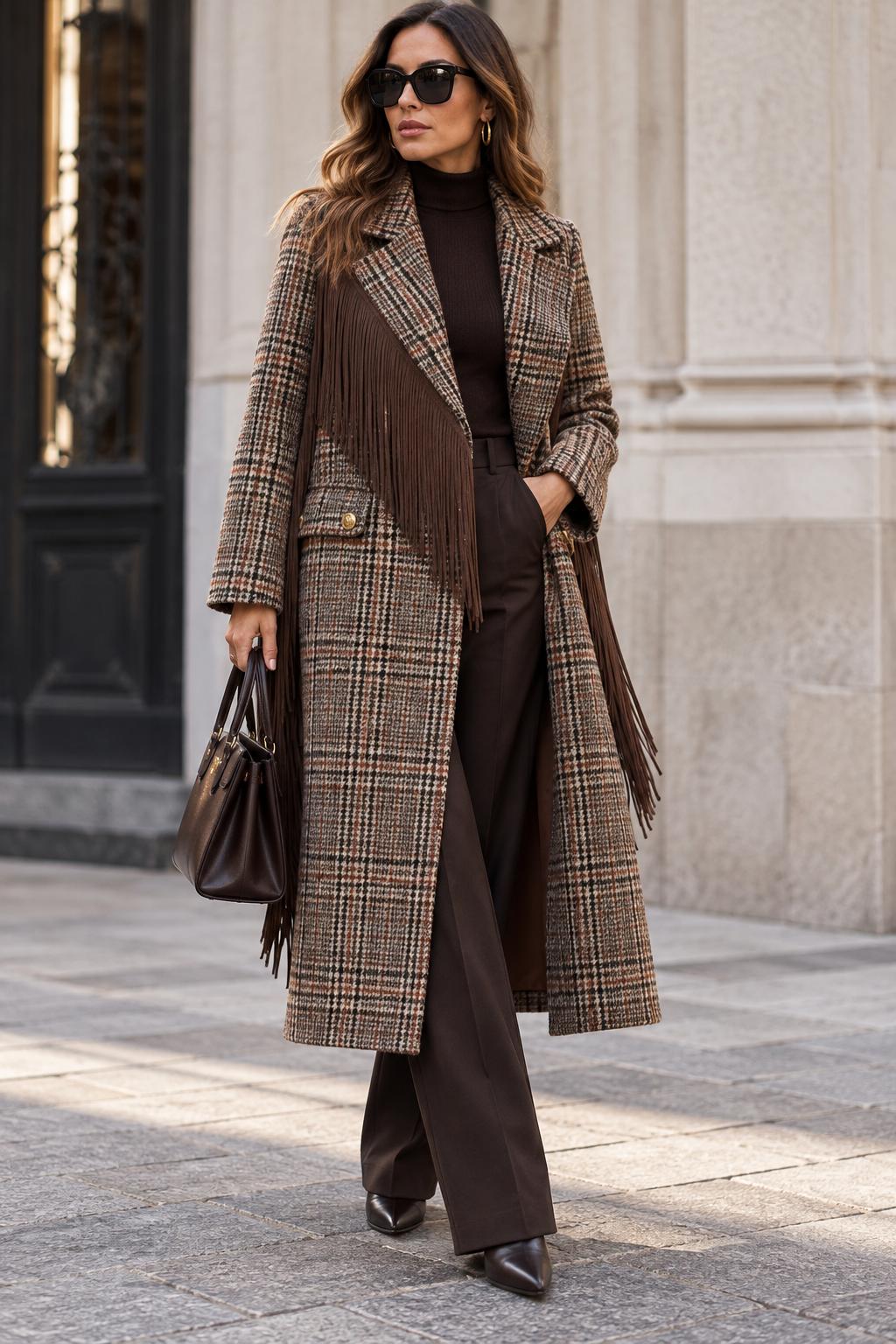 Cappotto con frangia laterale