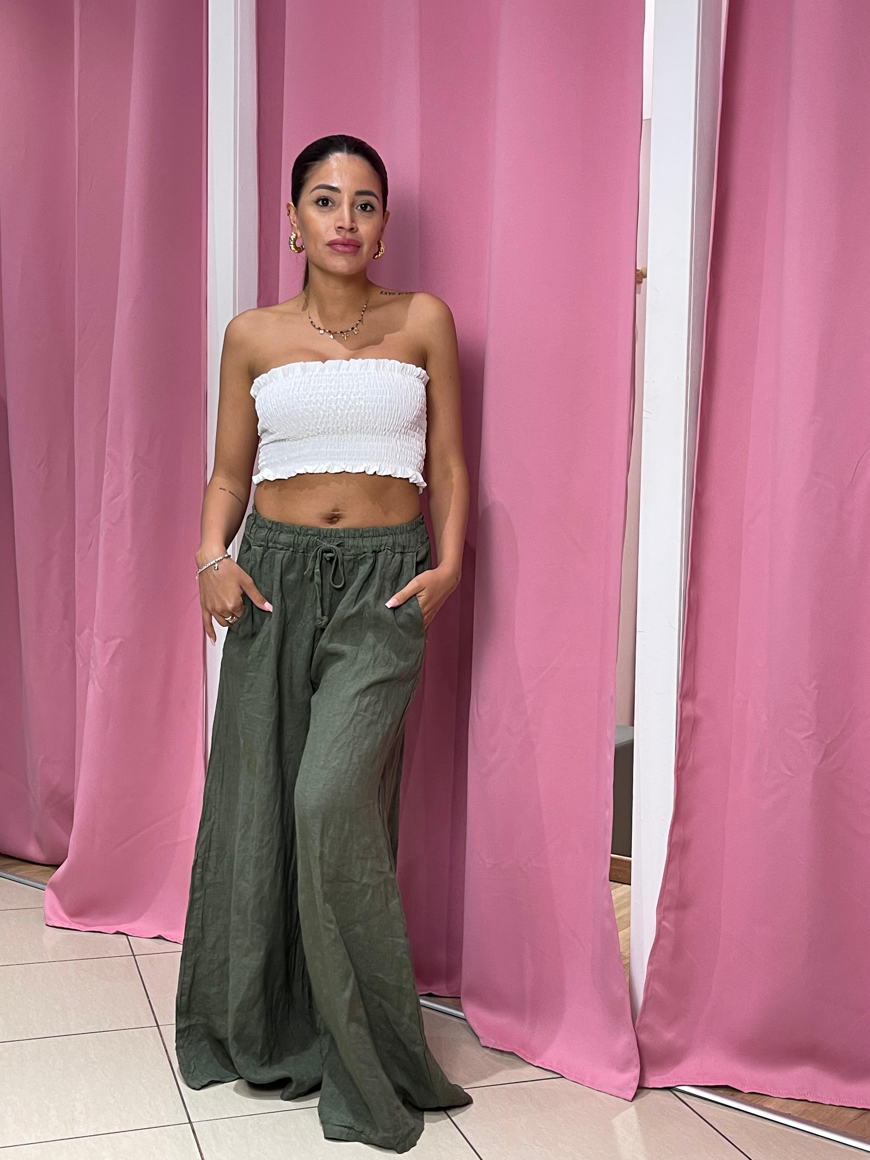 Pantalone a palazzo di lino