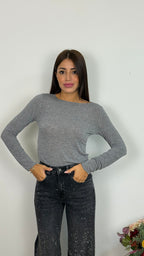 Maglietta girocollo con misto cashmere