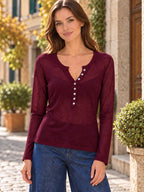 Maglia con Bottoni e Scollo a V