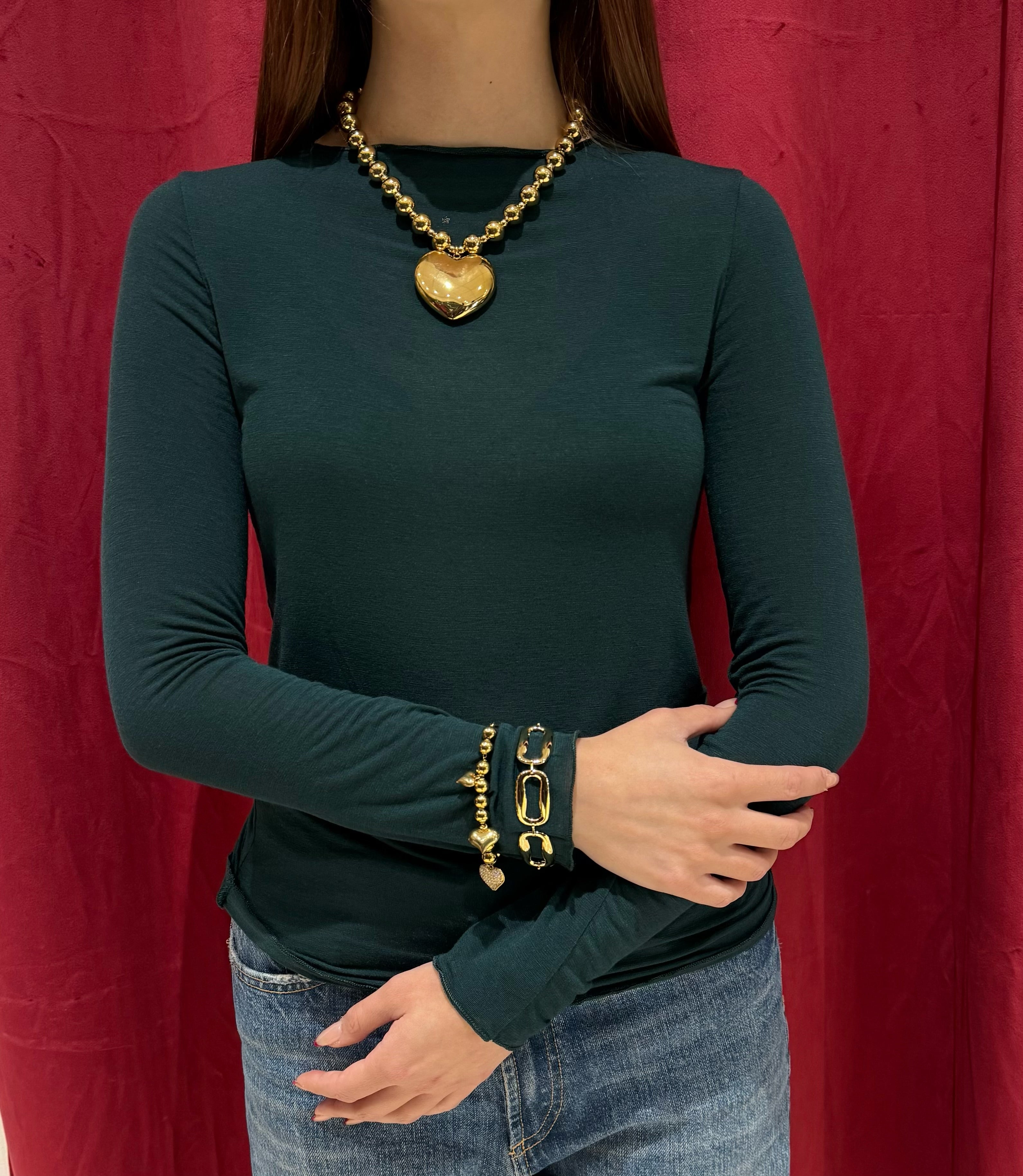 Maglietta girocollo con misto cashmere