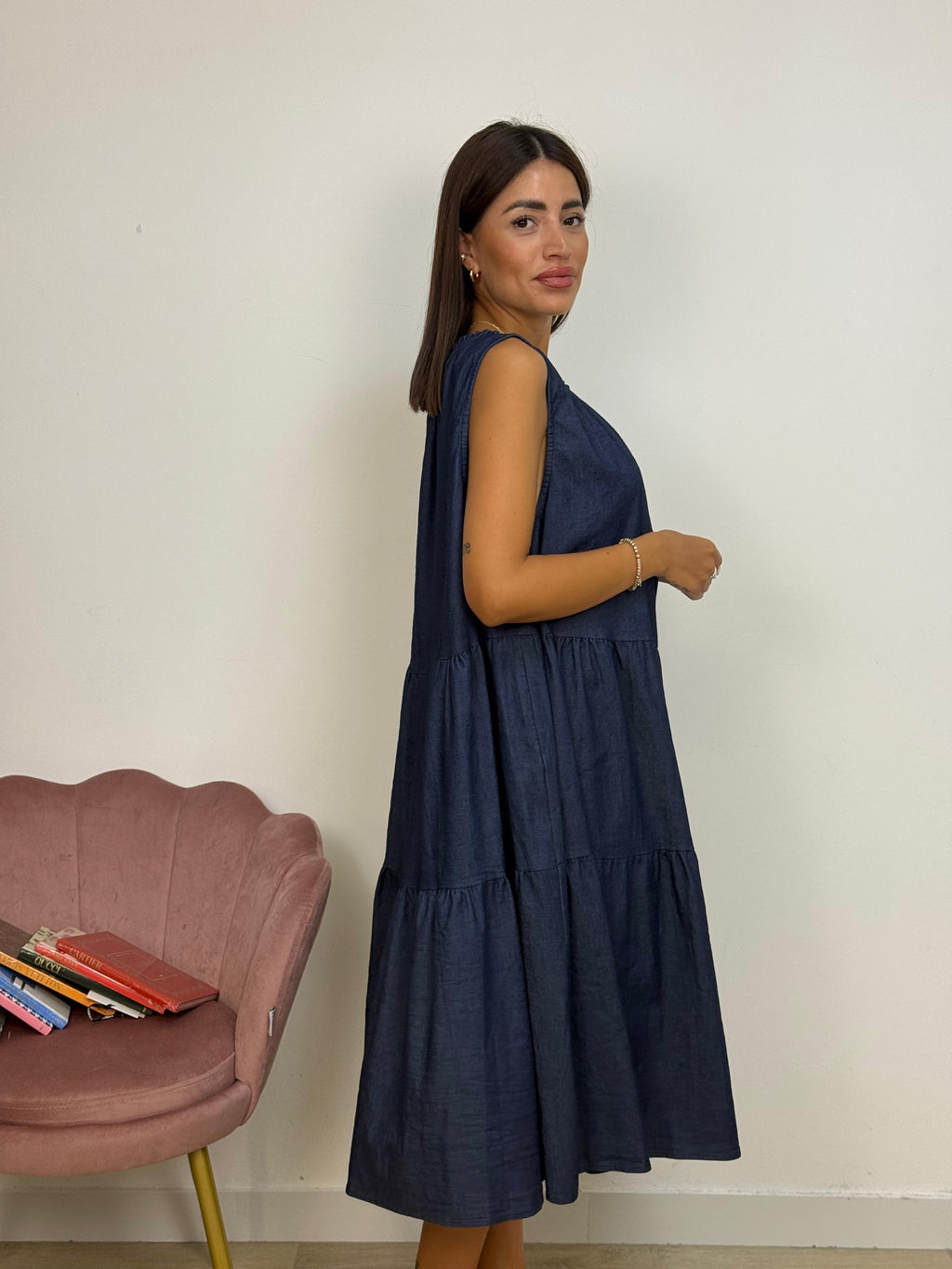 Abito Denim Smanicato Lungo