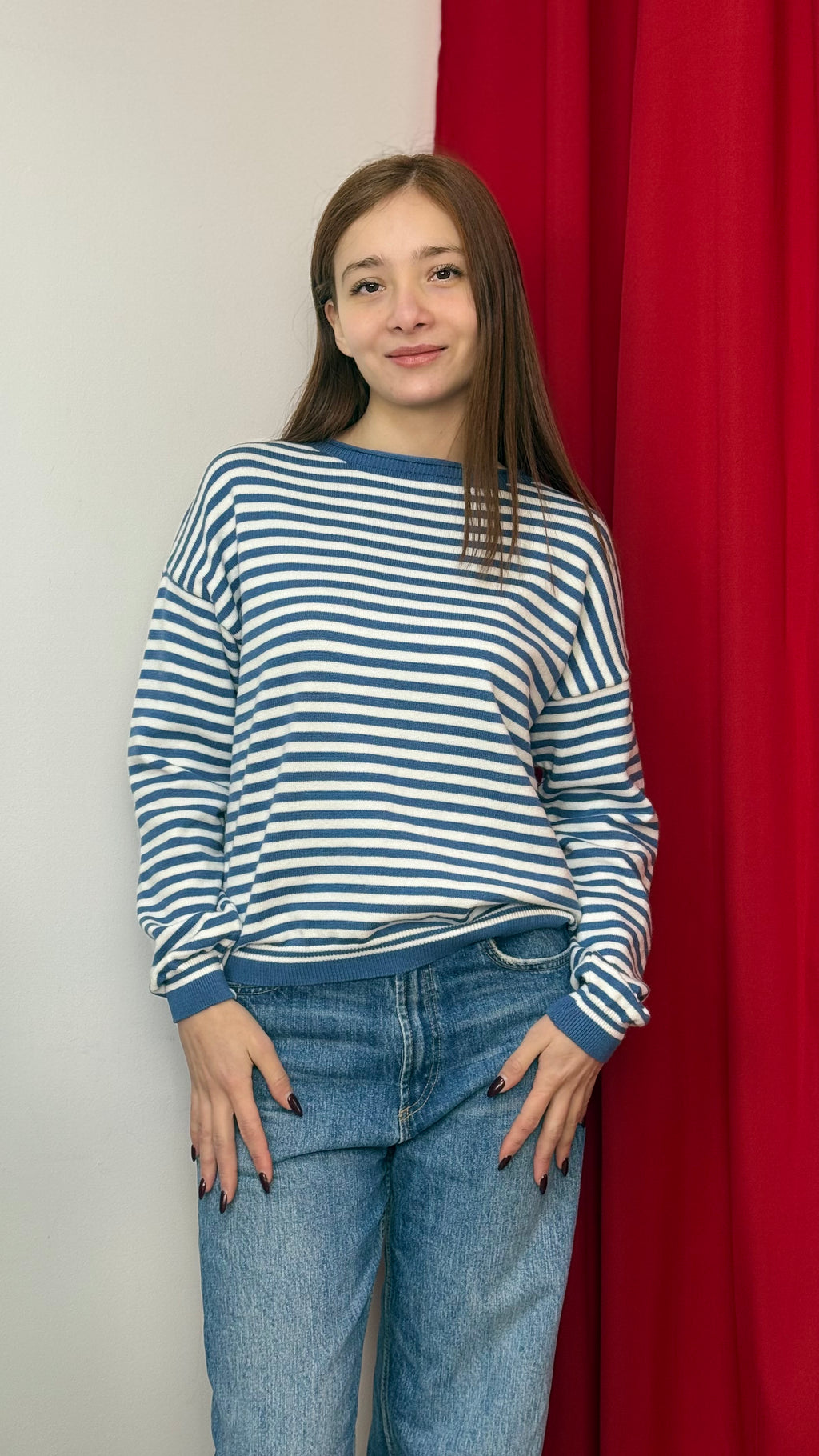 Maglia girocollo a righe