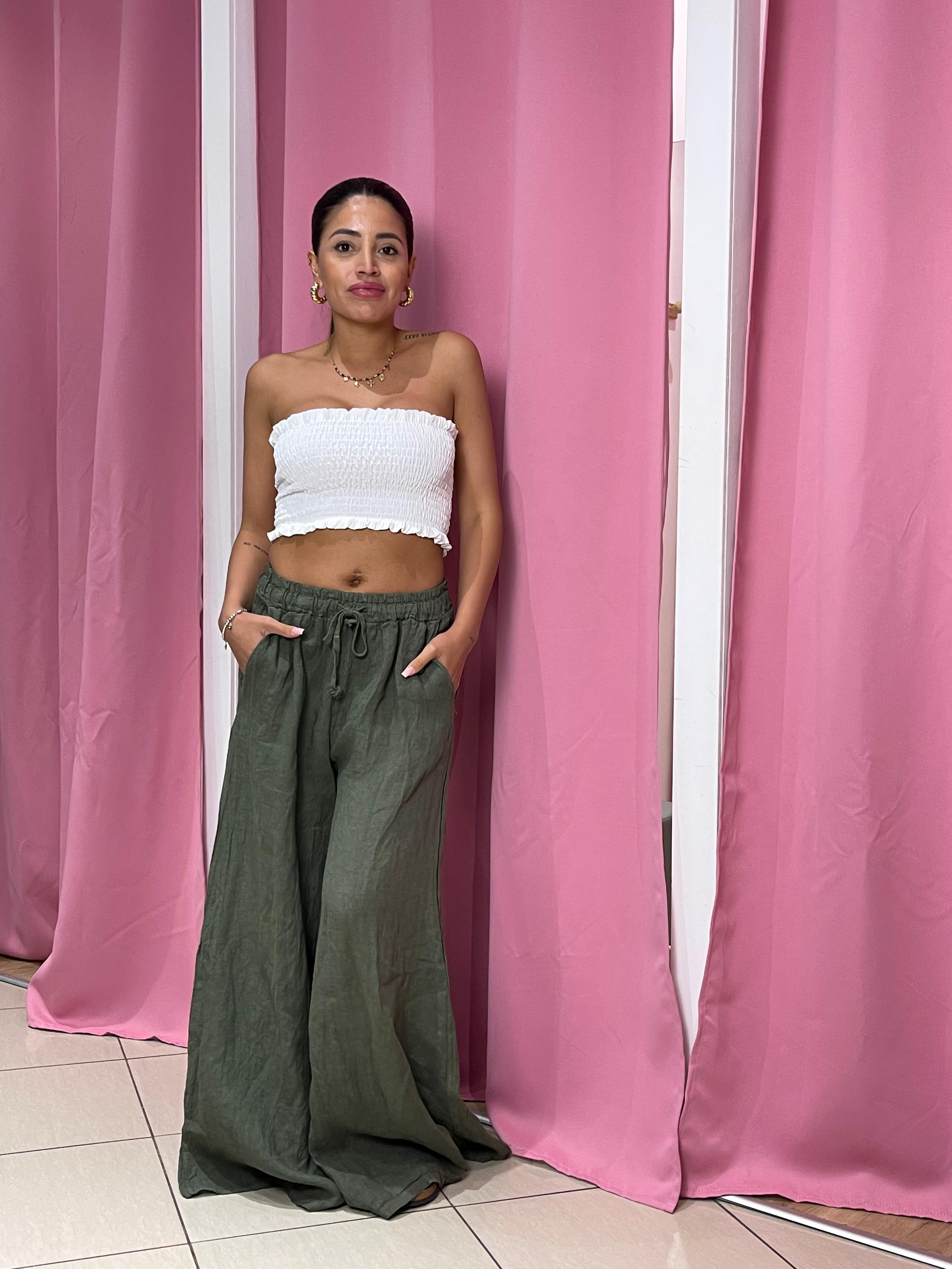 Pantalone a palazzo di lino