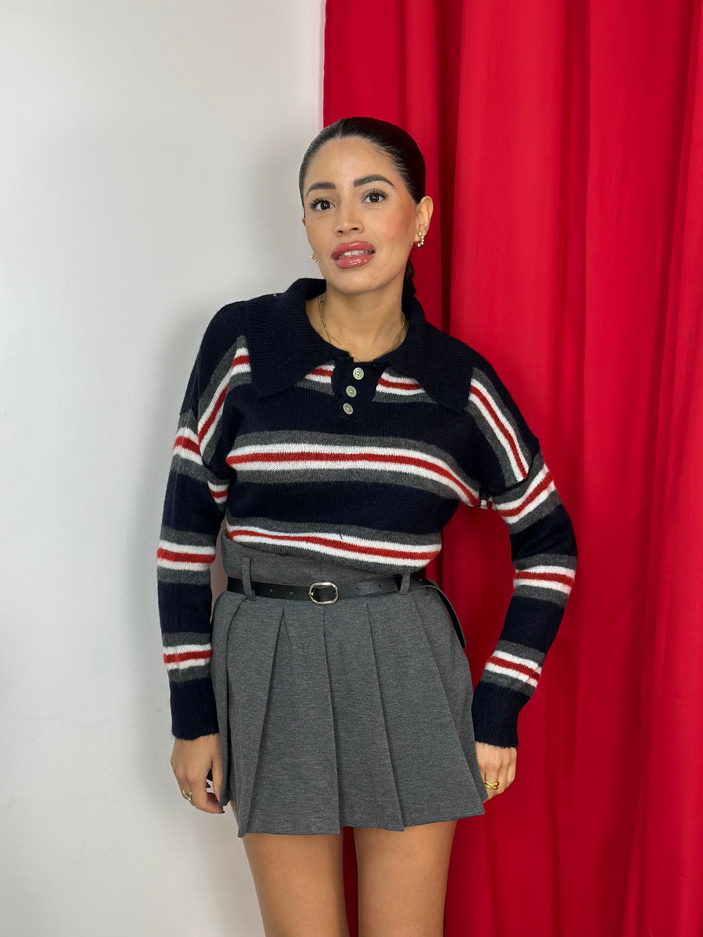 Maglia camicia a righe