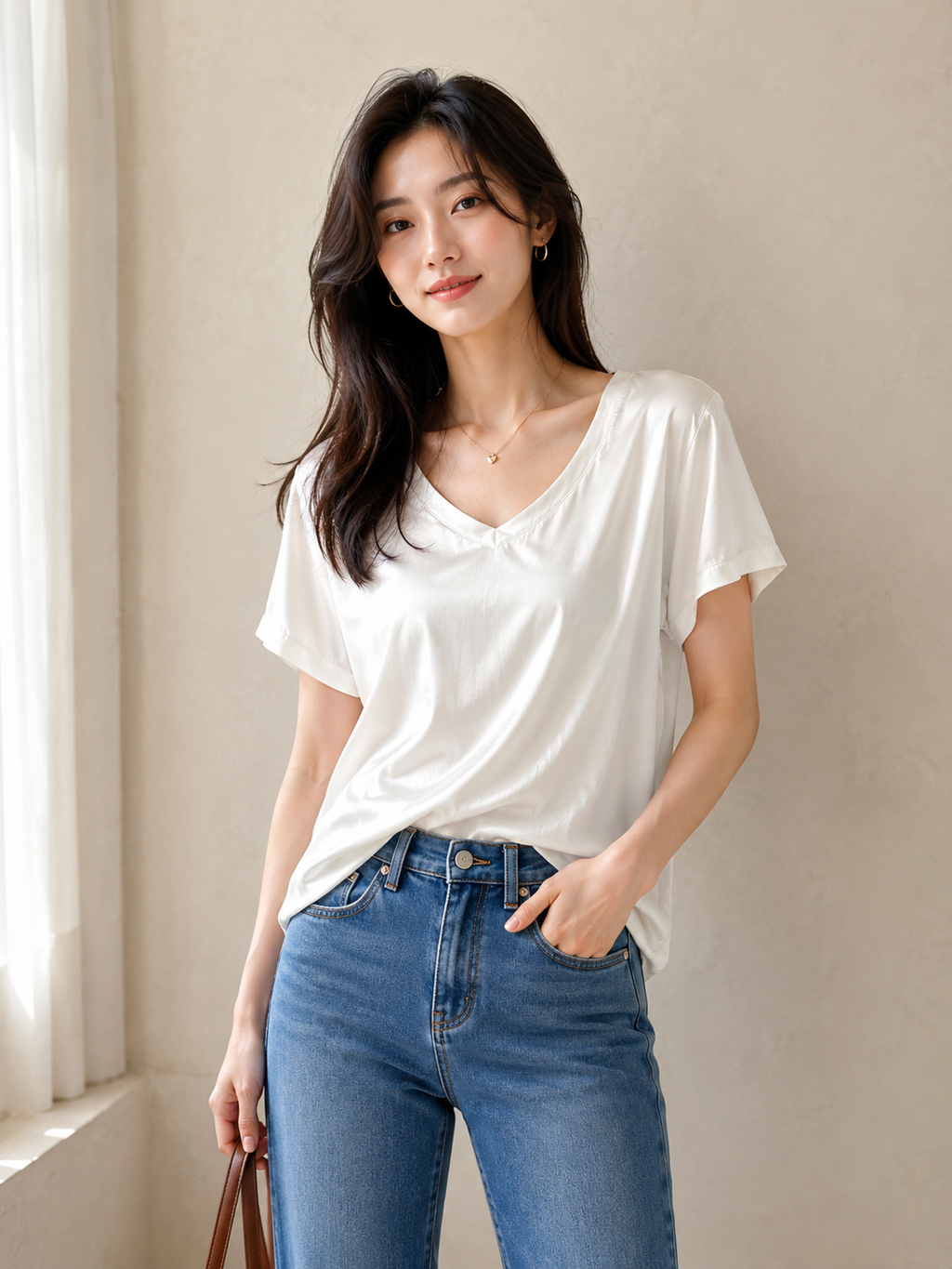 Maglia in Raso Scollo a V