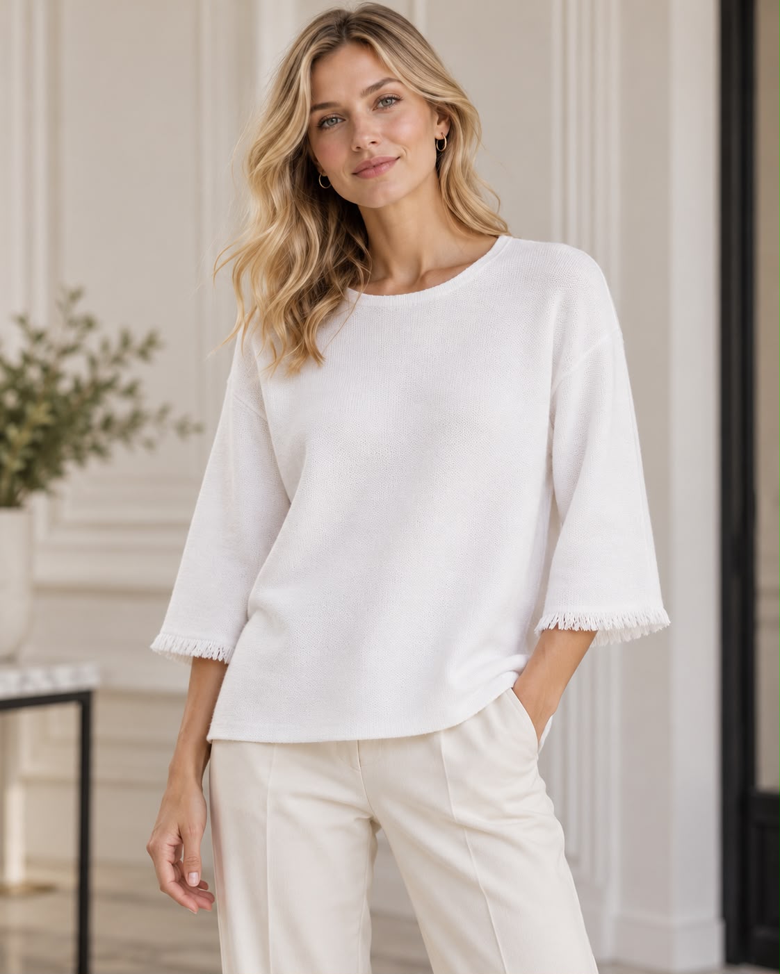 Maglia con Frange alle Maniche