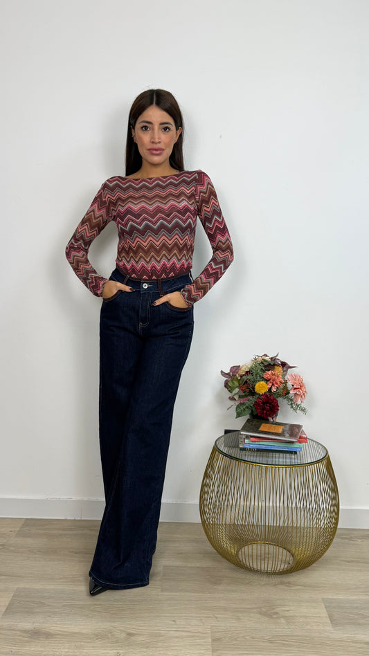 Jeans con i Bordi Marron