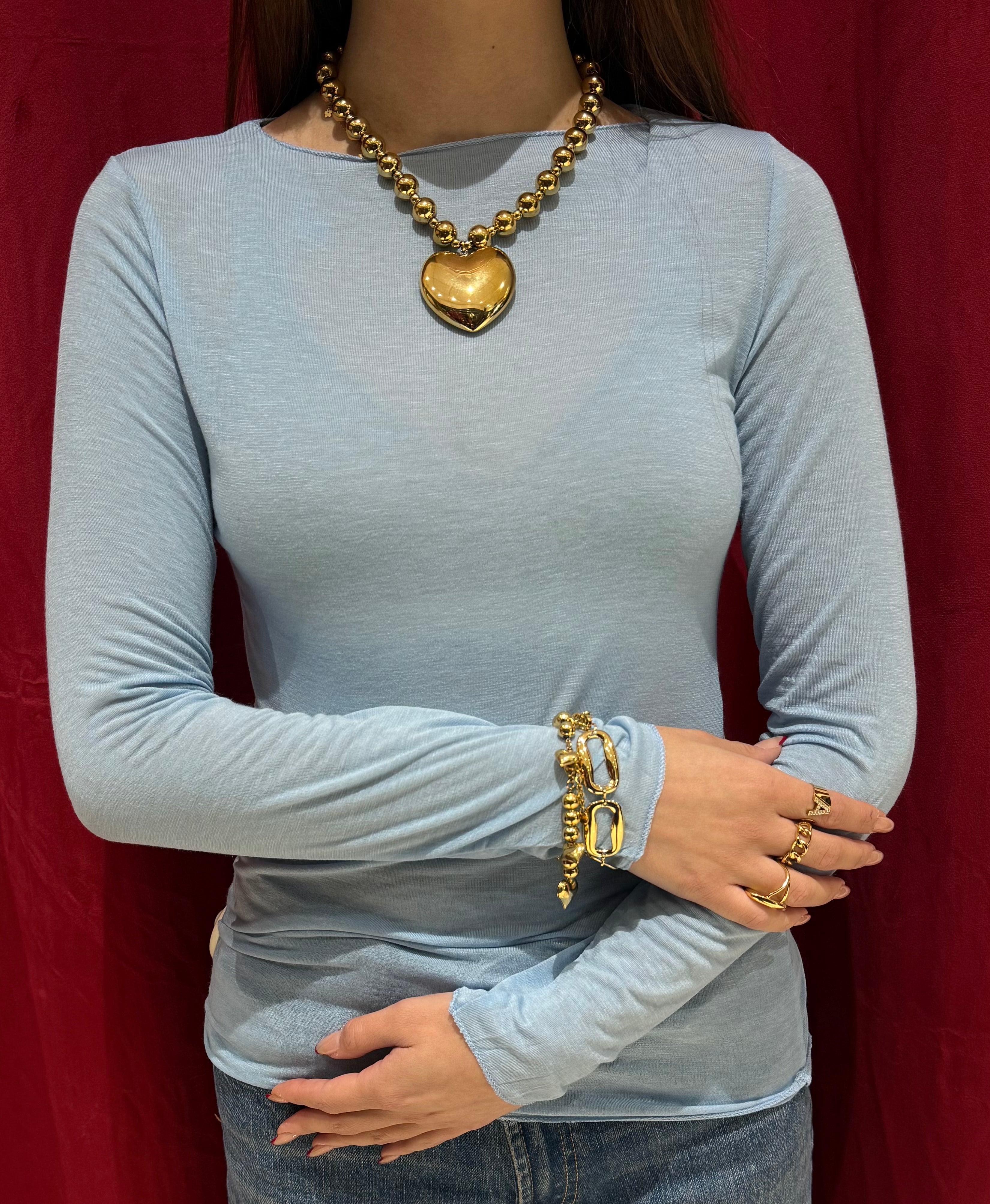 Maglietta girocollo con misto cashmere