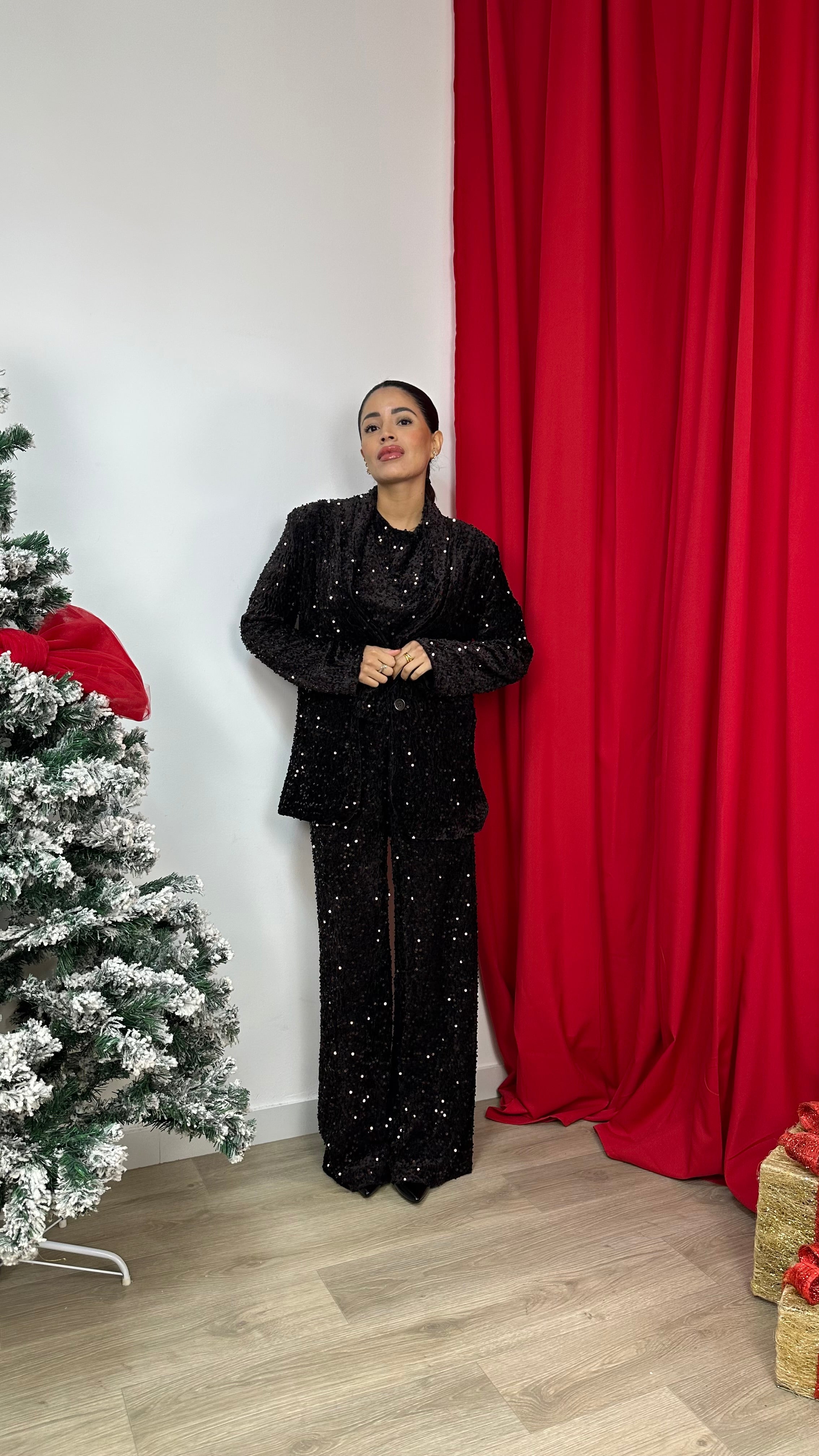 Pantalone a palazzo in paillettes