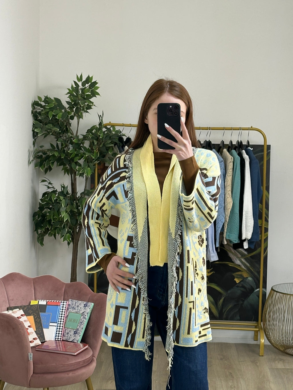 Cardigan Jacquard Etnico