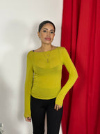 Maglietta girocollo con misto cashmere