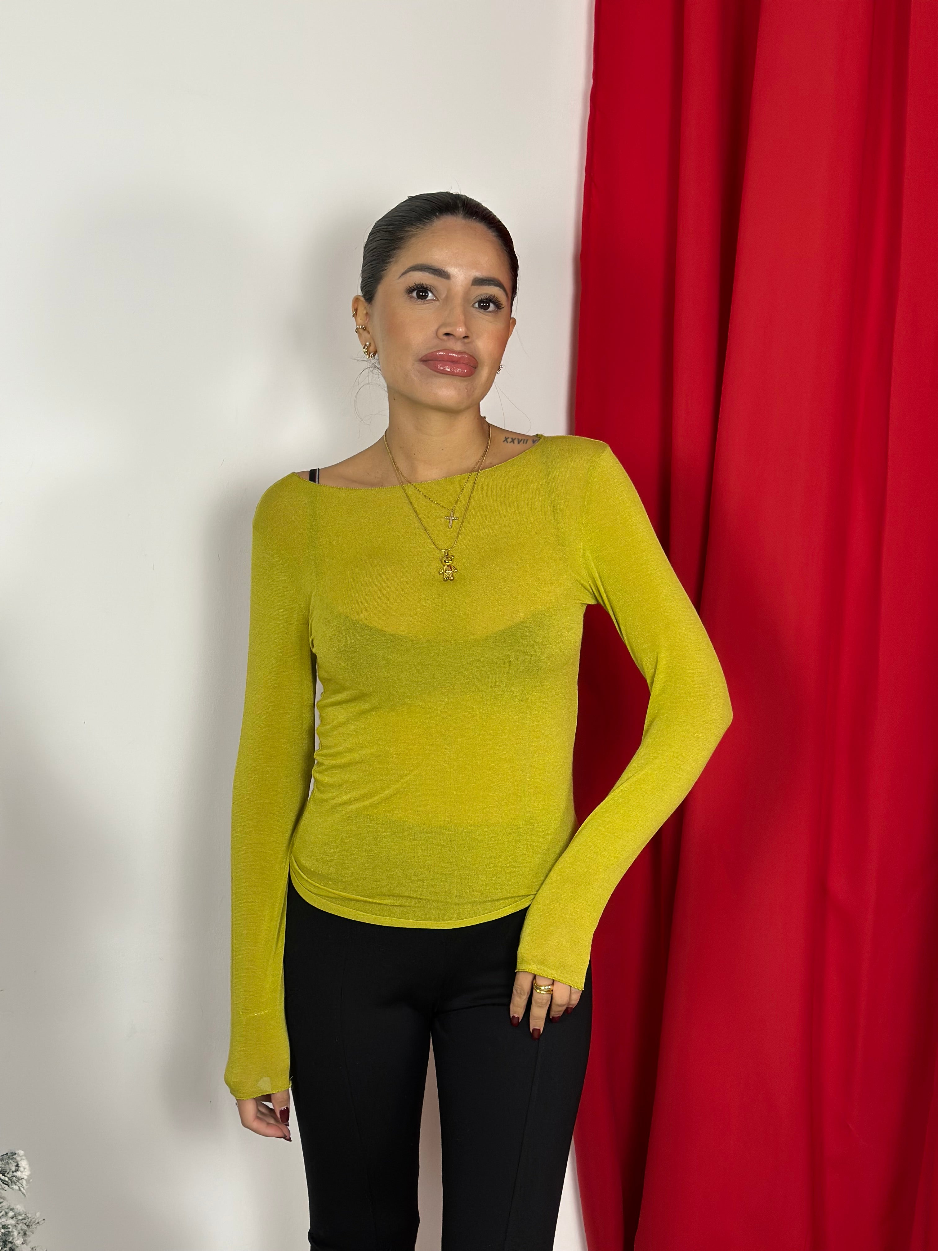 Maglietta girocollo con misto cashmere