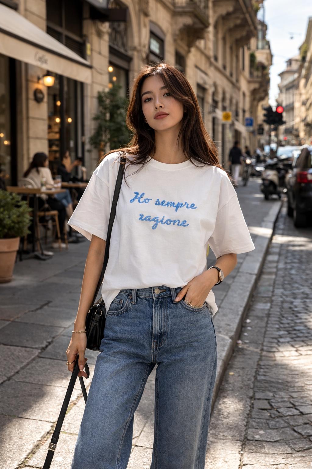 T-Shirt Over with Writes Ricamato 1.0