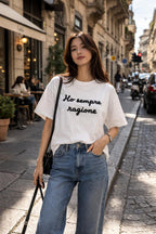 T-Shirt Over with Writes Ricamato 1.0