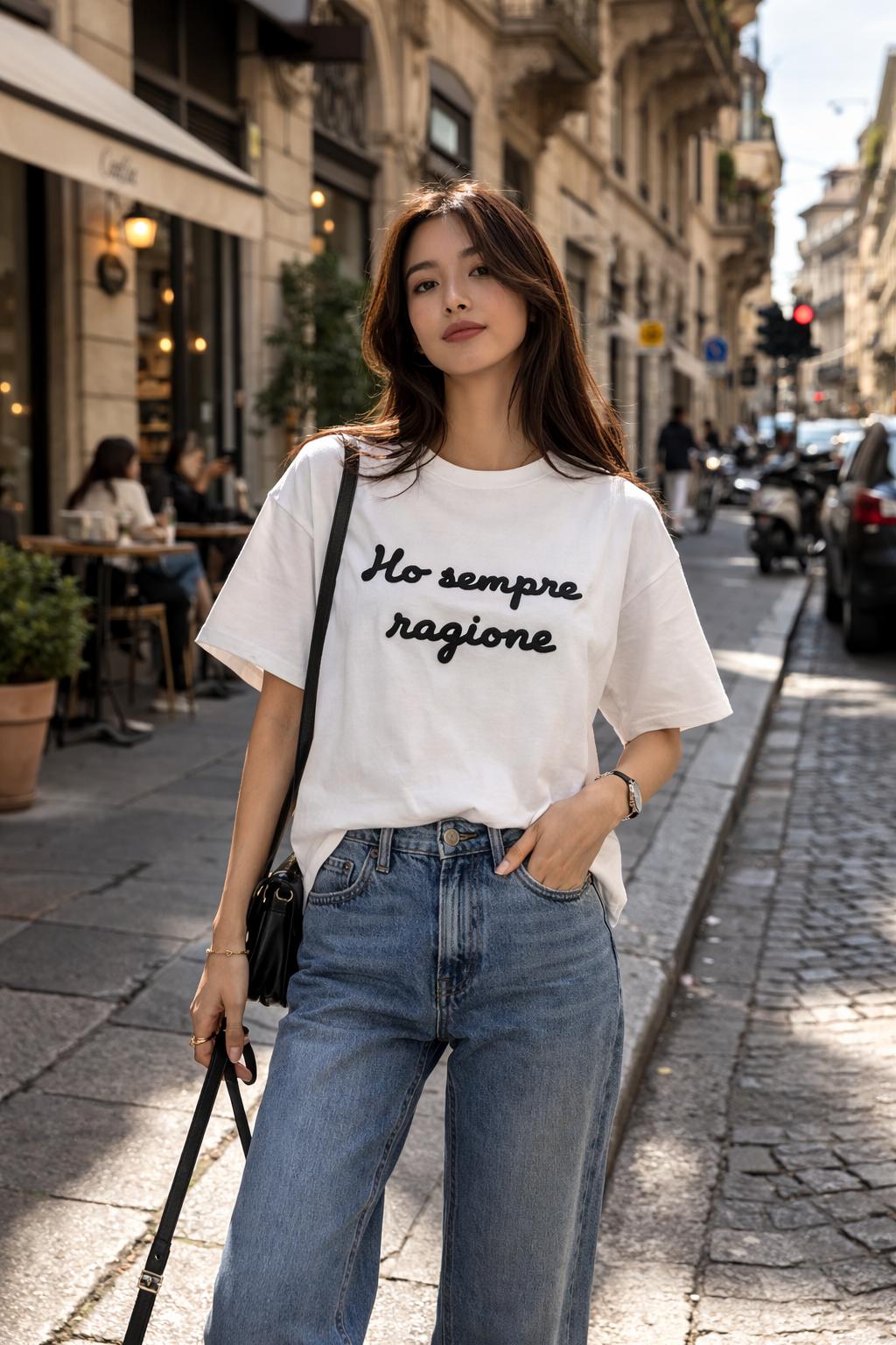 T-Shirt Over with Writes Ricamato 1.0